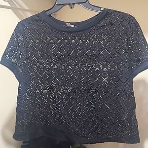 Victoria's Secret Black Crochet Cover Up Crop Top.